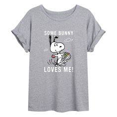 Combine your love of Peanuts and Easter with this juniors' bunny tee. Combine your love of Peanuts and Easter with this juniors' bunny tee. Crewneck Cuffed short sleevesFIT & SIZING Flowy fitFABRIC & CARE Black: cotton; Heather: cotton, polyester Machine wash Imported Size: Small. Color: Med Grey. Gender: female. Age Group: kids. Pattern: Graphic. Material: Cotton Blend. Peanuts Easter, Graphic Material, Kids Pattern, Cuffed Shorts, Boyfriend Tee, How To Show Love, Junior Outfits, Pattern Graphic, Clothing Size Chart