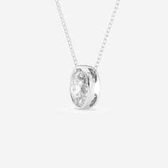 This pendant is sure to get you your fair share of compliments!  Featuring an east-west design, meaning that the diamond suspended sideways on the neck, this one features an oval cut lab grown diamond, one of our most popular shapes. Classic Oval Solitaire Necklace With Bezel Setting, Oval Cubic Zirconia Channel Set Jewelry, White Gold Solitaire Necklace With Oval Pendant, Classic Oval Pendant Necklace With Bezel Setting, Classic Necklace With Oval Pendant And Bezel Setting, White Oval Lab Grown Diamond Jewelry, Oval Diamond White Channel Set Jewelry, Oval Diamond White Jewelry With Channel Set, Oval Solitaire Necklace For Anniversary