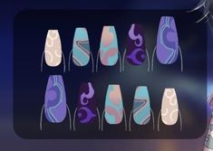 Aether Nails Genshin, Xiao Nails Design, Scaramouche Nails Design, Xiao Nails, Cat Nail Designs