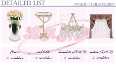 the detailed list shows different types of furniture