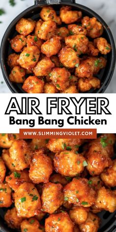 air fryer bang bang chicken in a skillet