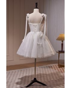 Get 10% off now! Buy polka dots short tulle ballgown white homecoming dress with butterflies straps at cheap price online. Free stable shipping and pro custom service since 2009. Short Tool Dress White And Black, White Dress With Butterfly’s, White Corset Back Dress For Homecoming, White Prom Dress Short, Perfect Dresses, Tulle Party Dress, White Spaghetti, Professional Dress, Tulle Homecoming Dress