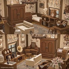 an image of a living room with furniture and decor in the style of dollhouses