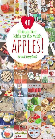 Things for kids to do with apples! 40 apple activities for kids using real apples! via @handsonaswegrow Apple Ideas, Summer Programs, Apple Activities, Apple Craft