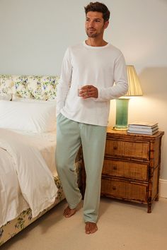 LAKE | Men | Pima Cotton Pajamas | Classic Green Sleep Long-Long Set Men’s Pajamas, Men Sleepwear, Men's Sleepwear, Pajamas Men, Summer Pjs, Pajama Pattern, Sleep Clothes, Mens Pajamas Set, Mens Sleepwear