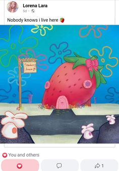 an image of a cartoon strawberry with a sign