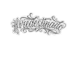 the word freehanded written in cursive type