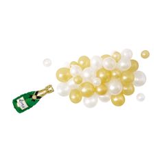 champagne and balloons on a white background