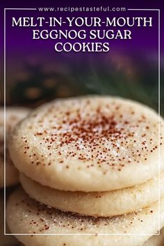 These soft and buttery eggnog sugar cookies are infused with the warm flavors of nutmeg and vanilla, capturing the essence of the holiday season in every bite. Egg Nog Sugar Cookies, Sour Cream Christmas Cookies, Eggnog Sugar Cookies, Holiday Cookie Ideas, Sour Cream Cutout Cookies, Egg Nog Cookies, Old Fashioned Sugar Cookie Recipe, Holiday Cookies Recipes, Egg White Cookies