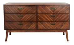 Donald 6 Drawer Dresser Mid Century Chic, Bronze Pulls, Dresser Bed, Herringbone Wood, Decor Market, Mdf Plywood, 7 Drawer Dresser, 4 Drawer Dresser, Wood Dresser