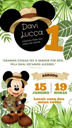 an image of mickey mouse birthday party flyer