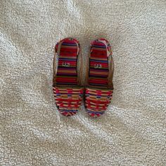 Beautiful And Comfortable Mexican Sandals. Got It As A Gift And The Size Was A Tad Small For Me :(. Brand New, Never Worn, Just Tried On. Will Fit A Size 8.5. Casual Woven Sandals For Festival, Casual Sandals For Festival, Casual Multicolor Huarache Sandals For Summer, Multicolor Woven Open Toe Sandals, Flat Multicolor Huarache Sandals For Beach, Multicolor Flat Huarache Sandals For Beach, Mexican Sandals, Got It, Flat Shoes Women