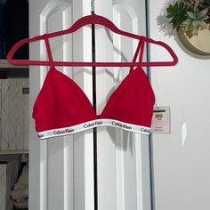 Brand New With Tags Calvin Klein Bra Casual Red Calvin Klein Tops, Unlined Bra Calvin Klein, Victoria's Secret Red Party Bra, Lady In Red, Women's Intimates