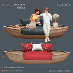 the boat loveseat is designed to look like it has two people in it