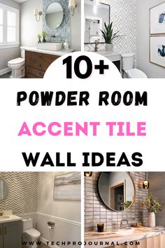 Learn how to transform your powder room with a stunning accent tile wall! These ideas show how the right tile can add color, texture, and personality to even the smallest powder room. Perfect for creating a standout look in a compact powder room. Dramatic Powder Room Ideas, Accent Tile Bathroom, Tile Accent Wall Bathroom, Room Tiles Wall, Powder Room Accent Wall, Powder Room Tile, Brown Accent Wall, Room Tiles Design, Small Ensuite