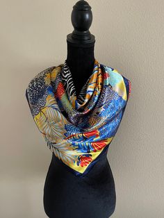 Fashion Silky blend scarf ( silk with polyester) - Women Square Scarf, soft silky and shiny! Nice quality Cold water, delicate handwash New condition, never used Size: 35 x 35 inches Elegant Multicolor Beach Scarf, Elegant Multicolor Beach Scarves, Elegant Multicolor Rectangular Silk Scarf, Elegant Multicolor Printed Scarves, Elegant Multicolor Printed Scarf, Elegant Multicolor Printed Silk Scarf, Elegant Multicolor Silk Scarf For The Beach, Chic Multicolor Square Silk Scarf, Multicolor Silk Rectangular Scarf