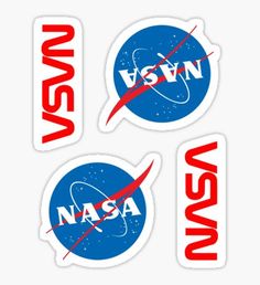 nasa stickers are shown in three different colors