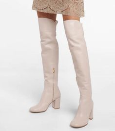 Block Heel Knee High Boots Vegan Leather Upper Heel Height: 6 cm / 2.4 inch (Approx.) Shaft Height: 52 cm / 20.8 inch (Approx.) Calf Circumference: 34 cm / 13.4 inch (Approx.) Gianvito Rossi Heels, Rubber Sole Boots, Over Knee Boots, Elegant Boots, Chunky High Heels, Pu Heels, Knee High Leather Boots, Leather High Heels, Women Boots