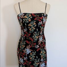 Brand New Party Dress. Medium Size. Embroidered. Original Price $69.00 Fitted Dress With Floral Embroidery For Party Season, Embroidered Evening Dress For Summer, Floral Embroidered Mini Dress With Spaghetti Straps For Parties, Party Mini Dress With Floral Embroidery And Spaghetti Straps, Party Mini Dress With Spaghetti Straps And Floral Embroidery, Spring Embroidered Mini Dress For Night Out, Floral Print Mini Dress For Evening Party, Floral Print Mini Dress For Evening Party Season, Fitted Floral Print Mini Dress For Party