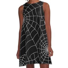 Loose-fit, mid-length sleeveless dress with silky handfeel. Printed on both sides. Machine washable. Size range XS-2XL. Sleeveless Black Mini Dress For Halloween, Black Sleeveless Mini Dress For Halloween, Casual Sleeveless Halloween Dress, Spider Web Dress Fashion, Mid Length, Halter Dress, A Line Dress, Dresses For Sale, Sleeveless Dress