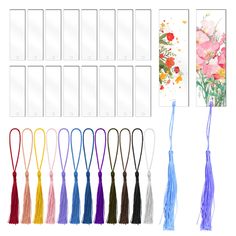 PRICES MAY VARY. Acrylic Bookmarks Bulk: You will get 45 pack blank acrylic bookmarks and 45 pieces colorful tassels, 45 different styles of transparent personalized bookmarks can be made. Measurements: Each decorate bookmark is approx, 5 x 14 cm/ 2 x 5.5 inches, 1 mm in thickness, the colorful tassel is approx. 15cm/5.9 inches. Reliable Material: Our diy bookmarks are made of quality acrylic material, The fully transparent feature can create highly personalized bookmarks. Easy To Use: Please te Dried Flower Bookmarks, Craft Bookmarks, Tongue Depressor, Small Bookmark, Present Tags, Flower Bookmarks, Diy Bookmark, Tassel Bookmark, Personalized Bookmarks