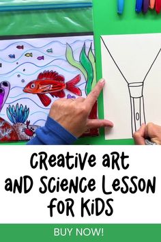 someone is drawing an art and science lesson for kids