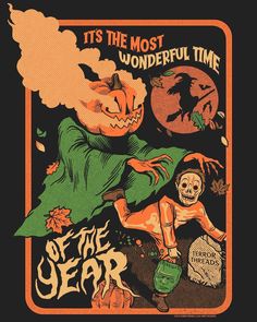 an old halloween poster with pumpkins and ghost