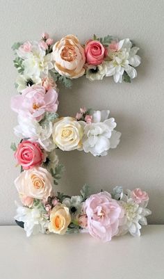 the letter e is made up of flowers