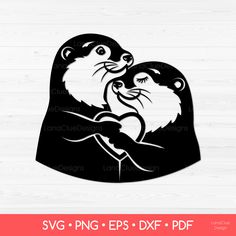 two otters hugging each other svg file