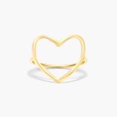 14K Yellow Gold Open Heart Ring-95179y14 Modern 14k Yellow Gold Heart Ring, Modern Heart-shaped Rings For Valentine's Day, 14k Gold Open Heart Ring With Heart Charm, Modern Yellow Gold Heart Ring, Minimalist Open Heart Gold Ring, Elegant Open Heart Ring With Heart Charm, Yellow Gold Open Heart Ring With Heart Charm, Double Heart Yellow Gold Ring, 14k Gold Minimalist Open Heart Ring