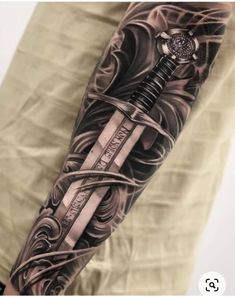 Knight Warrior Tattoo, Gladiator Tattoo Swords, Knight Tattoo Warriors, Till Valhalla Tattoo, Men Flower Tattoo Sleeve, Mens Tattoo Sleeves, Best Sleeve Tattoos Men, Warrior Tattoo Sleeve, Viking Warrior Tattoos