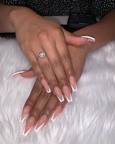 White Tip Acrylic Nails, White Tip Nails, Nagellack Trends, Ombre Acrylic Nails, Glamour Nails, French Tip Acrylic Nails, Simple Acrylic Nails, French Acrylic Nails, Glam Nails