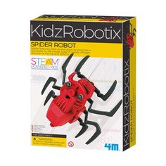 kidz robotix spider robot toy in the box with instructions on how to use it