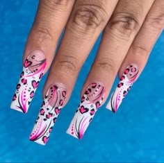 By @marijanenails Oval Nails Designs, Cheetah Print Nails, Pink Cheetah Print, The Cheetah, Colored Acrylic Nails, Simple Acrylic Nails