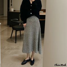 Olivia Mark - Vintage High-Waisted Checkered A-Line Midi Skirt Casual Mini Skirt For Office In Winter, Winter Workwear Skirt, Non-stretch Skirt For Office In Fall, Non-stretch Office Skirt For Fall, High Waist Mini Skirt For Office In Winter, Casual Fall Office Skirt, Casual Office Skirt For Fall, Casual Office Skirt For Fall Season, Casual Winter Pencil Skirt With Relaxed Fit