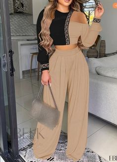 Coordinates Outfits, African Blouses, Neat Casual Outfits, 2piece Outfits, Fresh Outfits, Beachwear Fashion, Military Spouse, Printed Wide Leg Pants, Classy Outfits