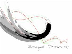 an abstract drawing with black and red lines on white paper that says digital press 7