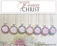 "Beautiful 1\" pendantw with PEACE IN CHRIST - 2018 YW Young Women Mutual Theme. Only $3.95 each necklace! Chrysanthemum Style D&C 19:23 7 beautiful colors in Chrysanthemum style. Lots of matching items, calendars, posters, bookmarks, zipper pulls, key rings, purse clips, pocket mirrors and more. Chose one or a mix of all or send me a note specifying how many of each color you want. Each nice heavy glass domed pendant is shiny silver colored (I have gunmetal color option you can request in n Relief Society Birthday Gifts, Yw Theme, Relief Society Birthday, Gifts For Young Women, Lds Yw, Turquoise Christmas, Yw Activities, Missionary Gifts, Pocket Mirrors