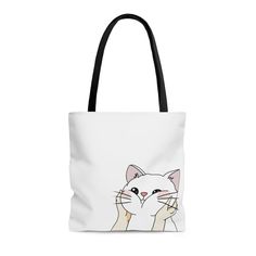 Hand drawn tote bag with cute cat design printed on both sides. 🐱 DETAILS ✄ * 100% Polyester (strong and durable fabric that retains its shape and dries quickly) * Boxed corners (more room to stash your stuff) * Reinforced stitching on handles  * White tote bag SIZE CHART: Photo is in listing CARE INSTRUCTIONS: Remove all items from the bag before cleaning. Mix warm water with laundry detergent and clean the bag with terry washcloth or soft bristle brush. Let the bag air dry. PLEASE NOTE: * Please check the shipping address before you submit order, as I am unable to change on my end. * Listings with mock up photos are for illustrative purposes only. Thanks for shopping! ❤️ Tote Bag Size Chart, Study Bag, Grey Tote Bags, Cat Tote Bag, Mom Tote Bag, Drawing Bag, Gift For Cat Lover, Cats Tote Bag, Tote Bags Sewing