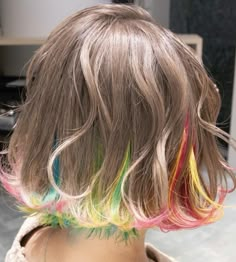 Unique Dyed Hair Short, Unique Bob Haircut, Trendy Dyed Hair, Multi Tone Hair Color, Multi Tone Hair, Hair Dye Tips, Best Hair Dye, Candy Hair, Dyed Hair Inspiration