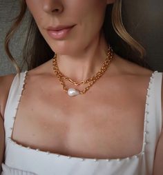 Oval Cuban Link Necklace, Gold-plated Curb Chain Necklace, Gold Chain Choker, Gold Chunky Chain Necklace, Pearl Necklace, Pearl Choker - Etsy Oval Link Double Chain Jewelry Gift, Pearl Chain Link Necklace For Gift, White Double Chain Necklace Gift, Oval Chunky Chain Jewelry For Gift, Oval Chunky Chain Jewelry Gift, Chunky Double Strand Chain Jewelry As Gift, Chunky Chain Double Strand Jewelry Gift, Everyday Oval Necklace With Chunky Chain, Chunky Chain Necklace