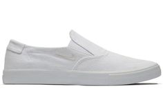 Nike Portmore 2 Solarsoft Slip On Canvas SB 'White' AH3364-100 - KICKS CREW Classic White Slip-on Skate Shoes, White Slip-on Skate Shoes For Skateboarding, Round Toe Heels, Nike Sb, Skate Shoes, Stylish Sneakers, White Style, Shoe Collection, Perfect Pair