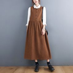 Sukienki Plus Size, Fresh Dress, Dungaree Dress, Sleeveless Dresses Casual, Corduroy Overalls, Corduroy Dress, Hem Design, Overall Dress, Strap Dress