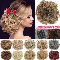 X-LARGE THICK Curly Chignon Messy Bun Updo Clip in Hair Piece Comb Extensions US  | eBay Curly Chignon, Messy Bun Updo, Messy Bun Hair Piece, Curled Updo, Clip In Hair Pieces, Bun Hair Piece, Chignon Hair, Bun Updo, Bun Hair