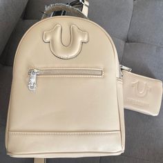 Questions? Leave A Comment Below! Casual Beige Leather Backpack With Adjustable Strap, Casual Beige Leather Backpack, Casual Beige Leather Softback Backpack, Horseshoe Logo, True Religion, Mini Backpack, Bag Lady, Backpacks, ? Logo