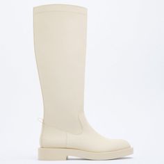 Nwt Off White Rubberized Knee High Boots Brand New Zara Rubberized Knee High Boots In Off White Flat Knee-High Boots (~1.2 In/3 Cm Height) W/ Topstitching & Back Pull Tab Detail Increased Comfort W/ Airfit's Technical Sole 100% Polyurethane W/ Mixture Polyester (94%) & Polyurethane (6%) Lining,100% Thermoplastic Rubber Sole & 100% Polyester Insole Thanks For Looking!!! Off White Knee Boots, Cream Riding Boots, Ivory Knee Boots, Tall Black Combat Boots, Knee Boots Flat, Oxford Platform Shoes, Festival Boots, Knee High Boots Flat, Zara Sandals