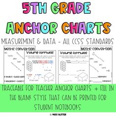 the 5th grade anchor chart with text and pictures