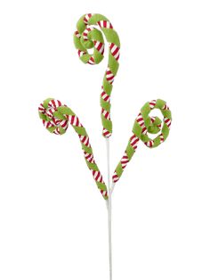 green and red candy canes on a white stick