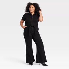 Women's Short Sleeve Denim Jumpsuit - Ava & Viv™ Black 16 : Target Short Sleeve Denim Jumpsuit, Cargo Jumpsuit, Short Sleeve Denim, Boiler Suit, Denim Jumpsuit, Womens Clothing Sizes, Black Ankle Boots, Recycled Cotton, Denim Women