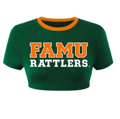 Famu Rattlers, Stretchy Crop Tops, Lycra Fabric, Small Crop Tops, Natural Curves, School Spirit, Favorite Jeans, Primary Color, Festival Season